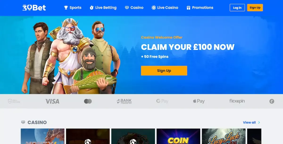 30bet casino bonuscode